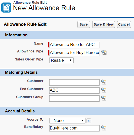 You can create an allowance rule that rewards any beneficiary when a specific customer or customer group makes purchases.